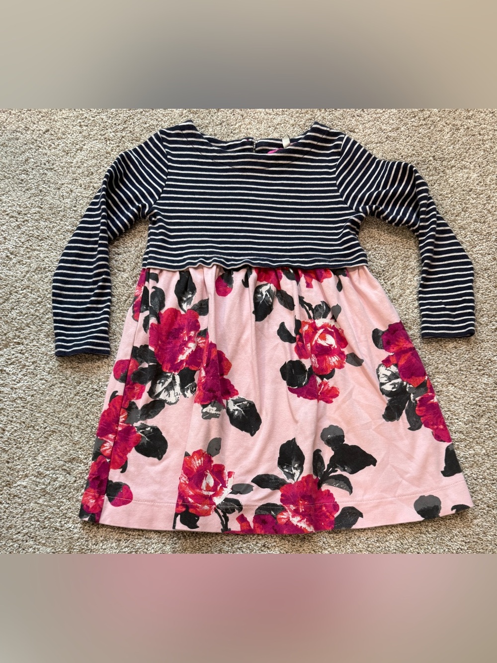 Joules Girls Striped Floral Long Sleeve Dress size 6.